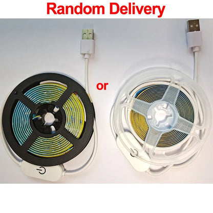 Flexible LED COB strip with touch dimmer—perfect for DIY lighting