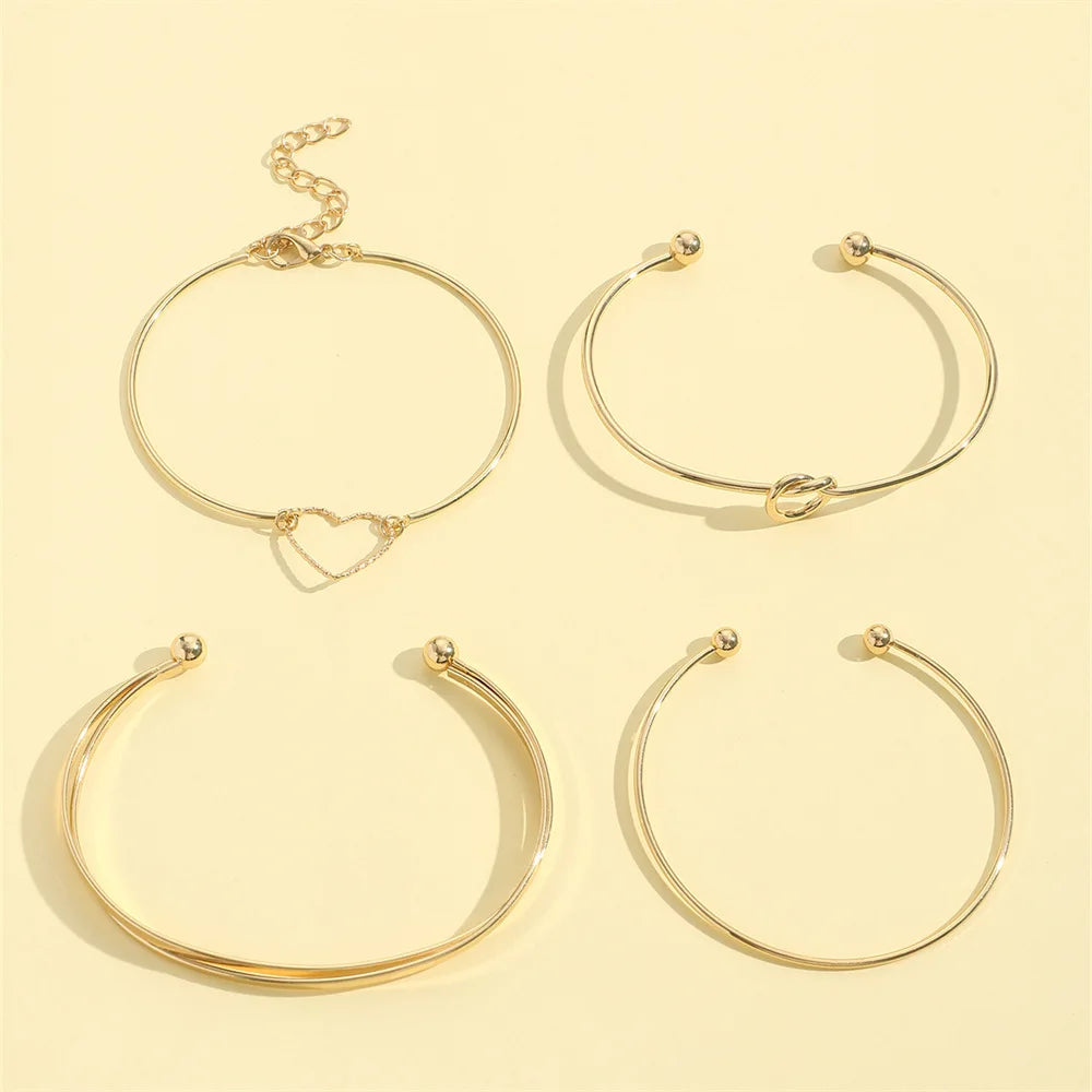 4PCS Stainless Steel Bracelets – Woven Twist Bangles