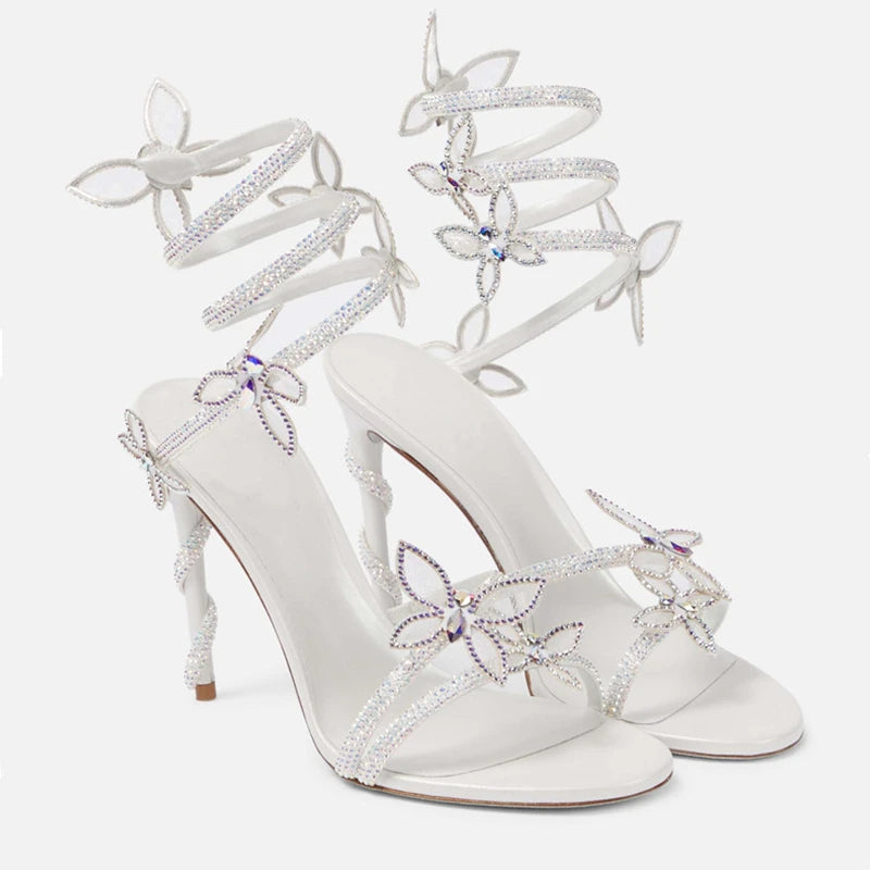 Crystal Butterfly Sandals – Sexy High Heel Gladiator Style