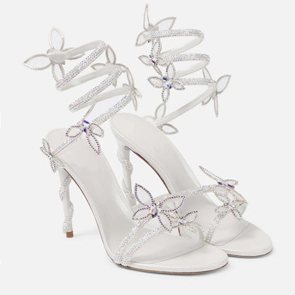 Crystal Butterfly Sandals – Sexy High Heel Gladiator Style