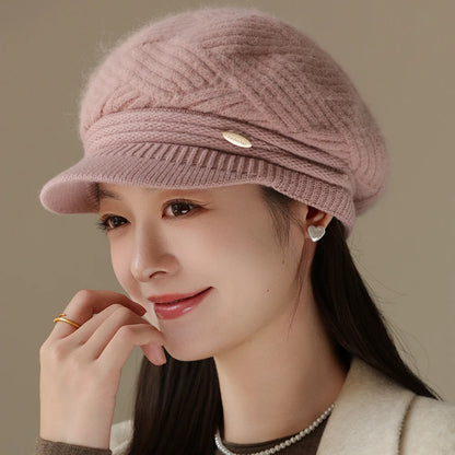 Rabbit Fur Blend Beanie – Casual Streetwear Winter Cap
