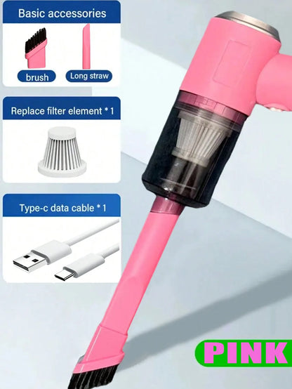Compact handheld vacuum with suction, blow, and brush functions