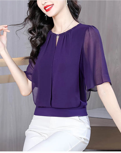 Women’s summer half-sleeve chiffon blouse