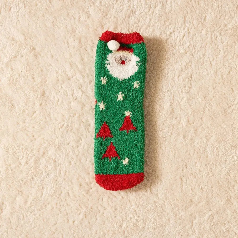 Cute Santa & Elk Socks – Thick Cozy Floor & Sleep Socks