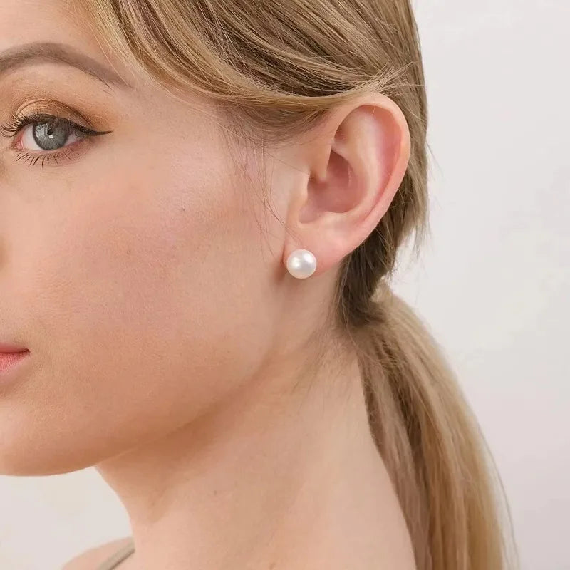 Freshwater Pearl Stud Earrings – 925 Sterling Silver