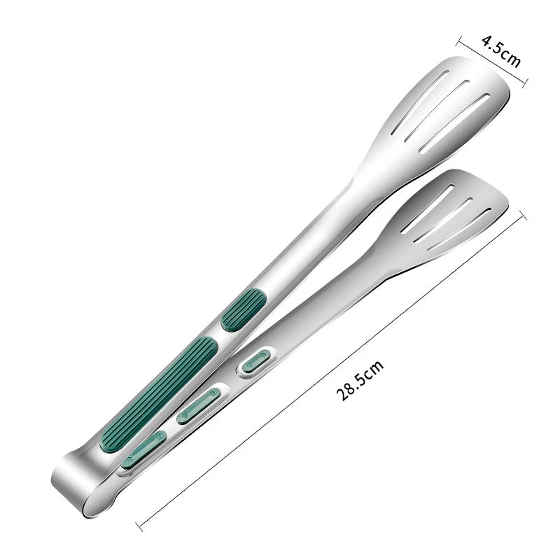 Non-slip stainless steel food tongs for cooking