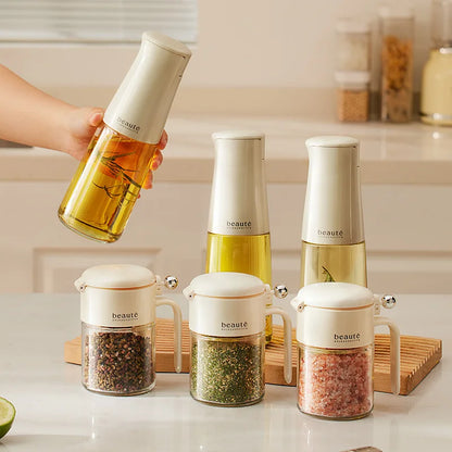 Durable glass seasoning containers with airtight lids for freshness