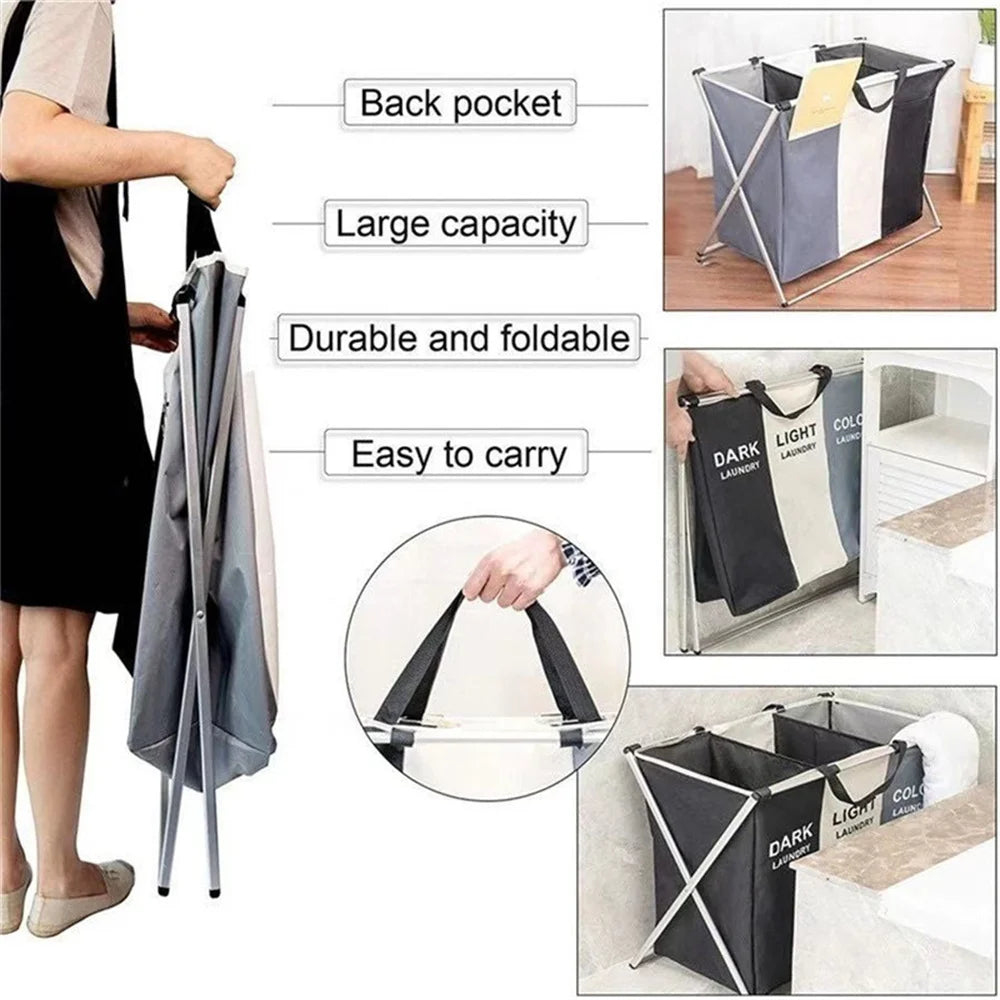 Multi-grid laundry hamper for neat and easy clothes sorting