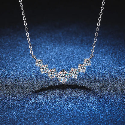 Moissanite Necklace – 925 Sterling Silver, 18K White Gold Plated