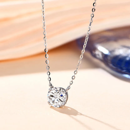 Women’s Moissanite Diamond Necklace – Silver Chain