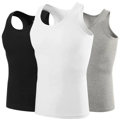 Men’s cotton sports skinny vest, 1/3/5 pack