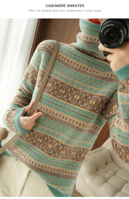 Women’s 100% wool cashmere high-neck sweater