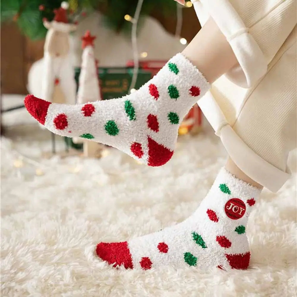 Cute Santa & Elk Socks – Thick Cozy Floor & Sleep Socks