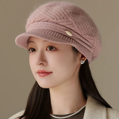 Rabbit Fur Blend Beanie – Casual Streetwear Winter Cap