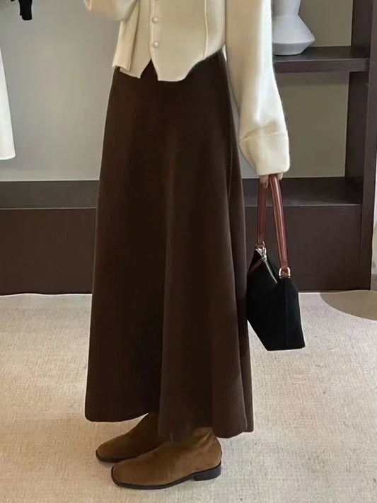 Women’s Korean-style pure wool swing skirt
