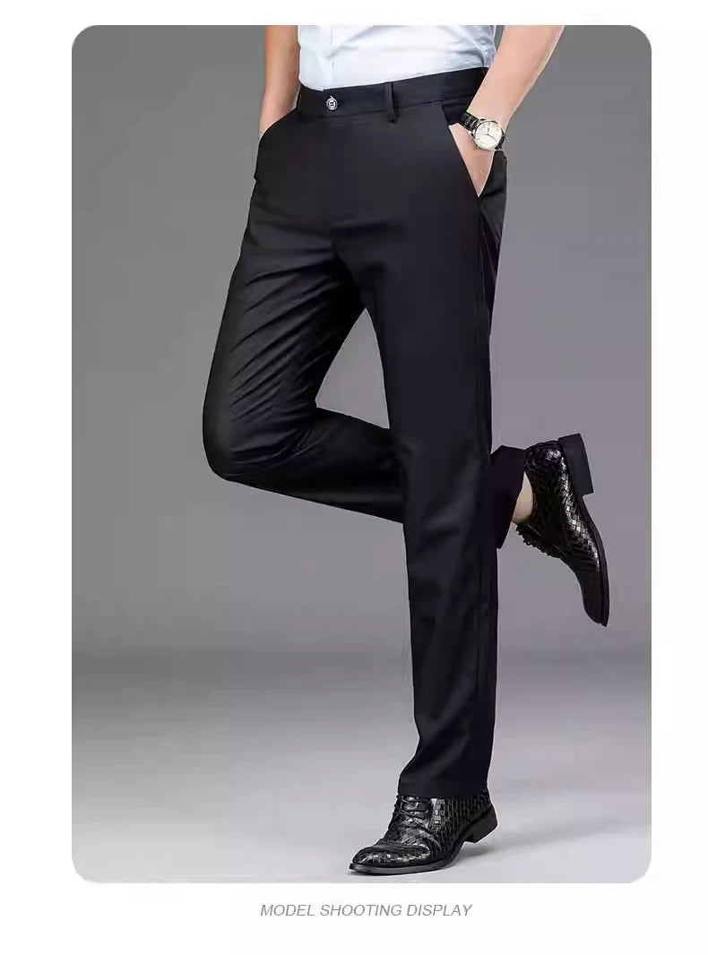 Men’s black stretch smart casual trousers