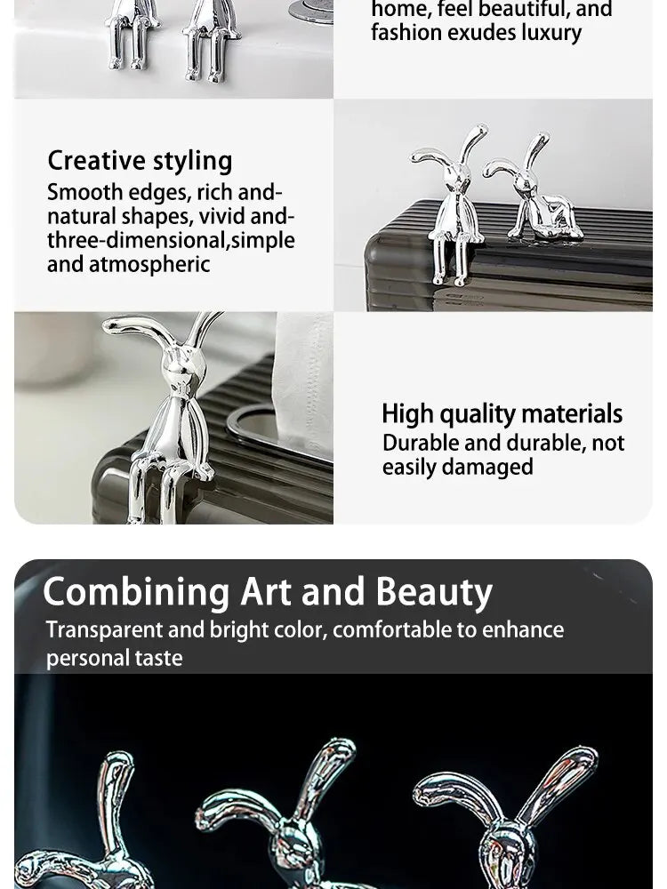 Adorable double rabbit ornaments for tabletop or shelf display