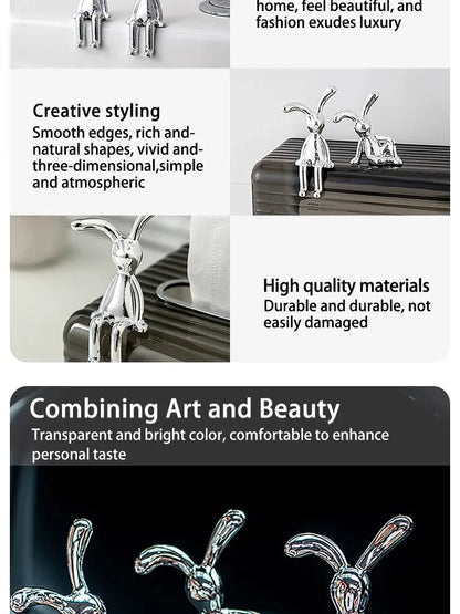 Adorable double rabbit ornaments for tabletop or shelf display