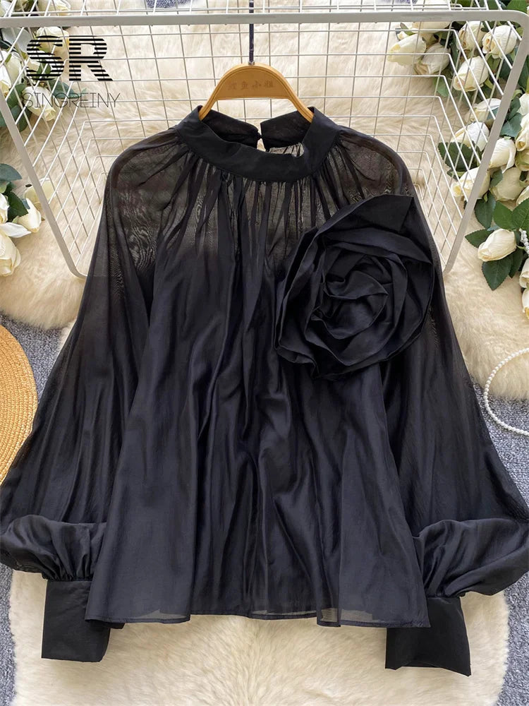 Elegant solid-color women’s blouse for everyday wear