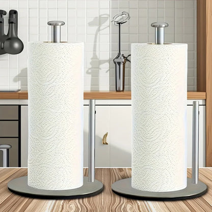 Countertop paper towel holder, sleek stainless finish