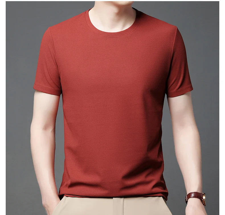 Men’s summer waffle round-neck T-shirt