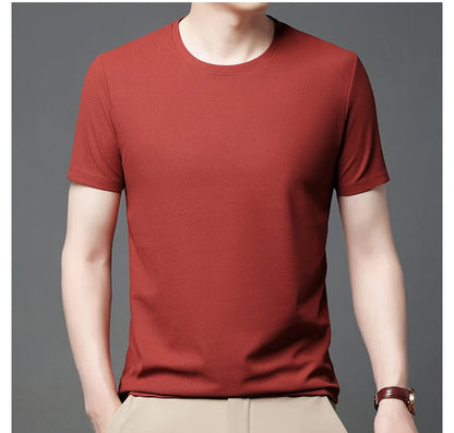 Men’s summer waffle round-neck T-shirt