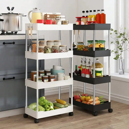Movable slim storage rack for versatile home organization