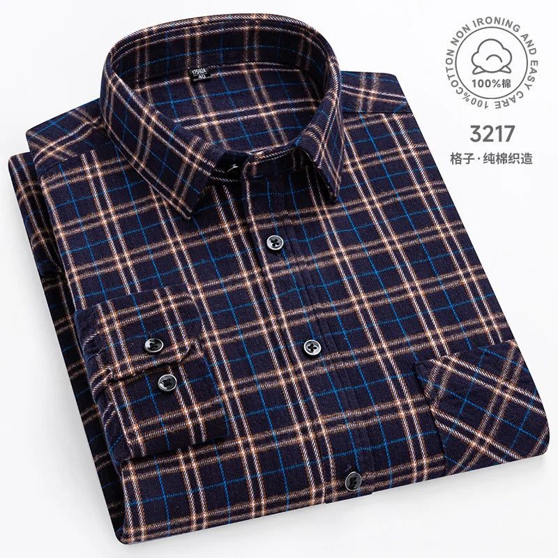 Ultra-soft 100% cotton flannel shirt, up to 11XL, cozy and stylish