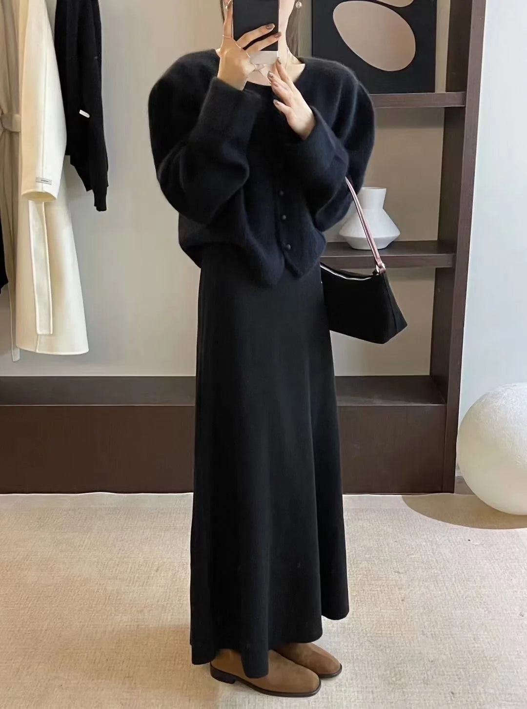 Women’s Korean-style pure wool swing skirt