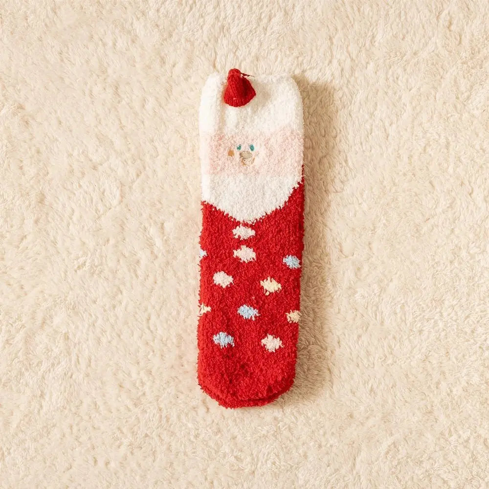 Cute Santa & Elk Socks – Thick Cozy Floor & Sleep Socks