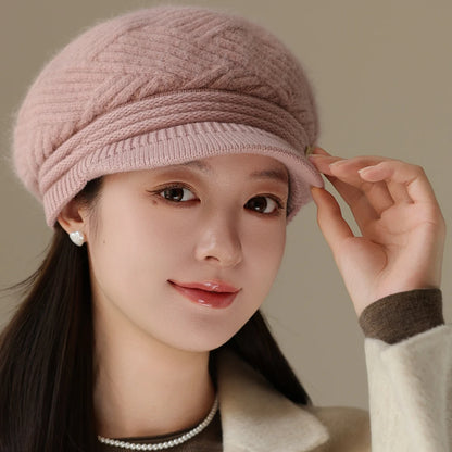 Rabbit Fur Blend Beanie – Casual Streetwear Winter Cap