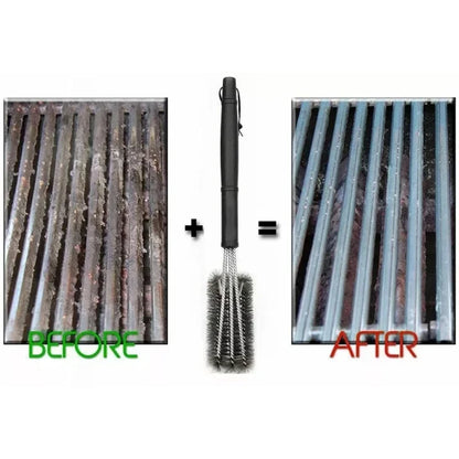 BBQ grill cleaning brush with stainless steel bristles