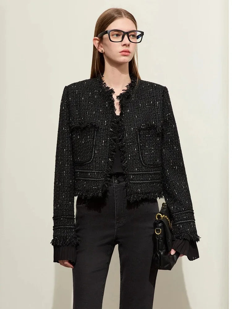 Women’s AMII minimalism chambray tweed short jacket