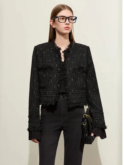 Women’s AMII minimalism chambray tweed short jacket