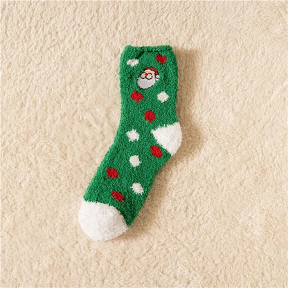 Cute Santa & Elk Socks – Thick Cozy Floor & Sleep Socks
