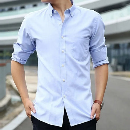 Men’s 100% cotton plaid shirt, stylish slim design for office or casual