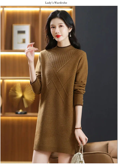 Women’s long-sleeve turtleneck knit sweater