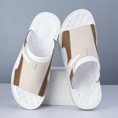 Lightweight comfortable leather outdoor slippers