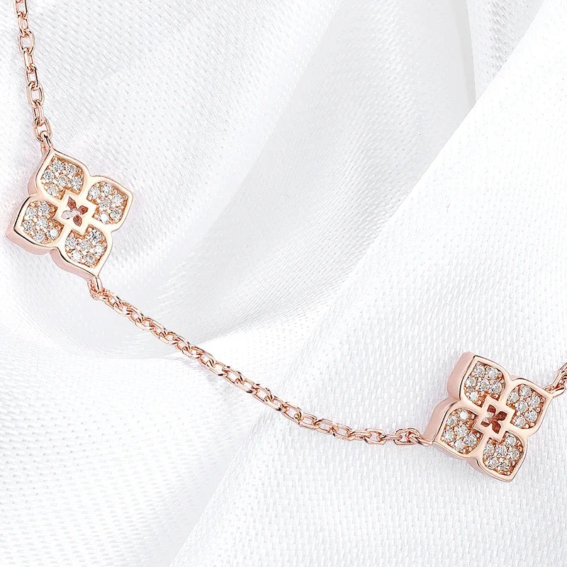 Floral Moissanite Choker – 925 Silver, Elegant Neck Chain
