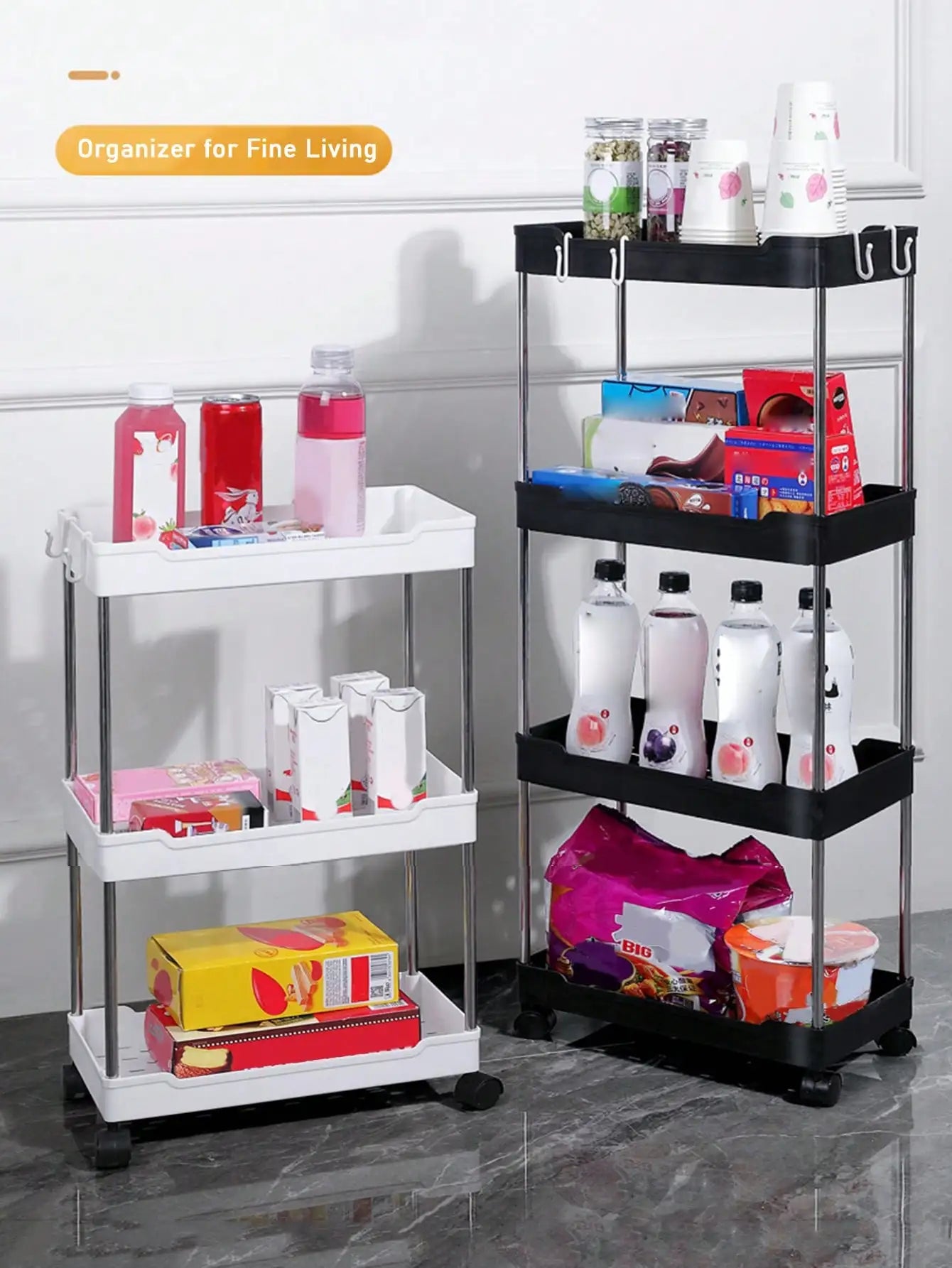 Movable slim storage rack for versatile home organization