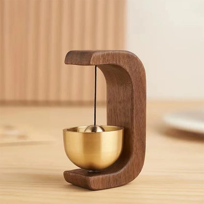 Magnetic wood wind-bell with copper chime