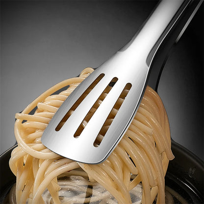 Non-slip stainless steel food tongs for cooking