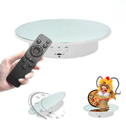 Remote-controlled rotating display for jewelry, collectibles, or video shoots