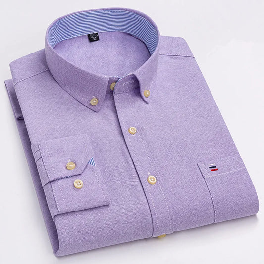 Smart casual cotton shirt with long sleeves, perfect for office or daily wear