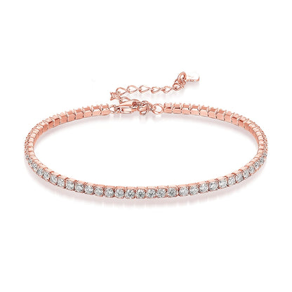 Fine Moissanite Tennis Bracelet – 18K White Gold Plated, Delicate Gift
