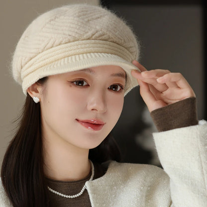 Rabbit Fur Blend Beanie – Casual Streetwear Winter Cap