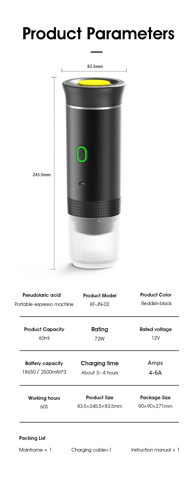 Electric handheld espresso maker—perfect for on-the-go brewing