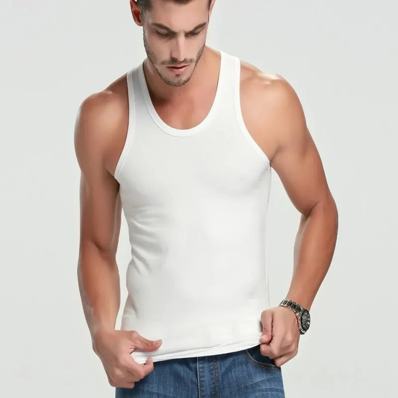 Men’s cotton sports skinny vest, 1/3/5 pack