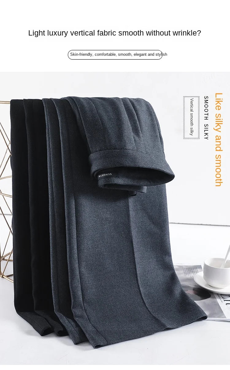 Women’s slim high-waist wool pants, autumn casual
