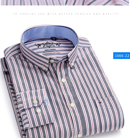 Men’s 100% cotton plaid shirt, stylish slim design for office or casual